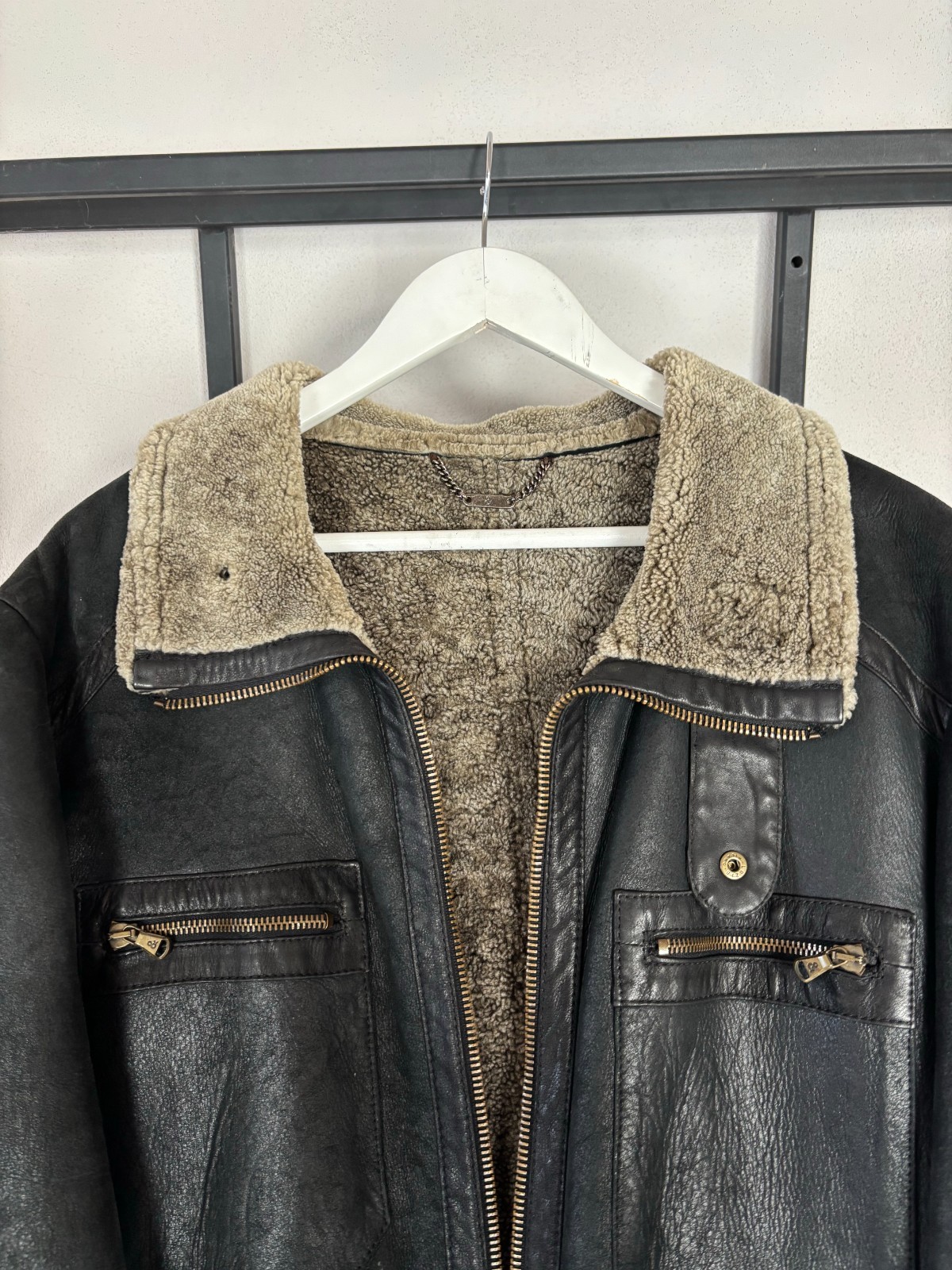 RRP 3000$ Vtg Sheepskin B-3 Shearling 1990s Dolce Gabbana Leather Jacket Aviator image 8