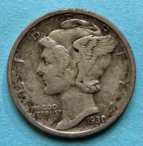 1930-S Mercury Dime. 90% XF Condition. Charity Auction/Animal Rescue.