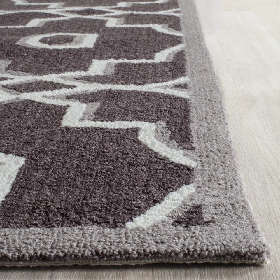 Four Seasons Collection 5' x 8' azul marinho/marfim FRS237H área geométrica gancho à mão... - Imagem 4 de 4