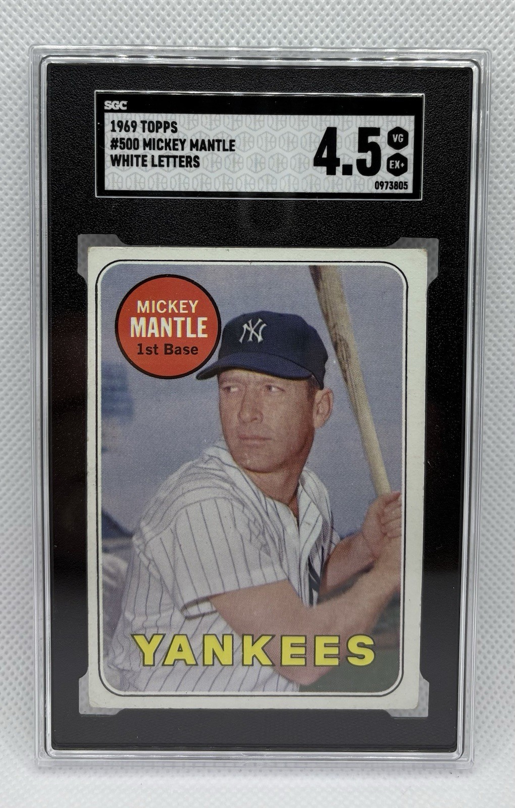 1969 Topps - Mickey Mantle #500 Last Name in White - RARE SGC 4.5