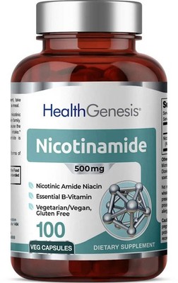 Health Genesis Nicotinamide Vitamin B-3 Flush Free 500 mg 100 Vcaps