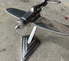 Vintage Desktop Mid Century Corsair  F4 Fighter Aircraft polished Aluminum Stand
