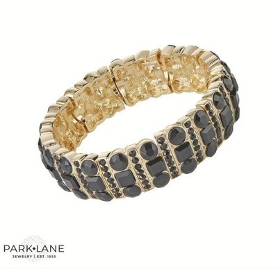 Park Lane Golden Hour Bracelet Stretch Bangle  Baguette Jet Black Crystals