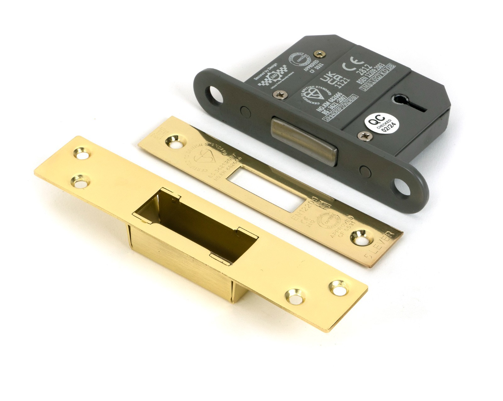 From The Anvil 51427 Polished Brass 2.5"" 5 Lever BS Dead Lock KA