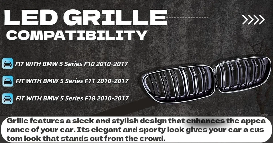 Rejilla mediana con iluminación LED, para BMW Serie 5 F10 F11 F18 2014-2017 Foto 3 de 4
