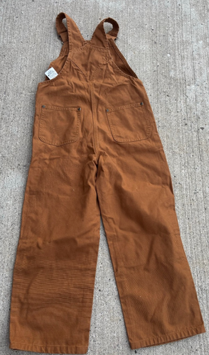 Carhartt Duck Canvas Overalls Boys Child 7 Brown Bibs Workwear Country Cowboy - Picture 3 of 4
