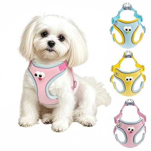 Cartoon Dog Harness Vest Big Eyes Dog Harness and Leash Set Outdoor