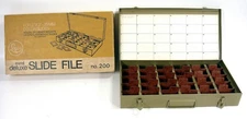 Vtg Logan Metal Deluxe 2x2” 35mm Slide File no. 200 In Original Box
