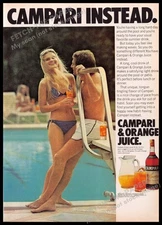 Campari 1970s Print Advertisement 1977 Couple Swimming Pool Diving Board
