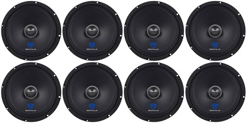 (8) Rockville RXM88 8" 500w 8 Ohm Mid-Range Drivers Speakers, Made w/Kevlar Cone