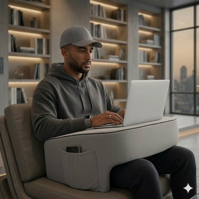 Bürotisch - Ergonomisches Laptopfach | Memory Foam | Sofa & Betttisch für WFH