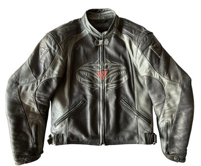 VTG Dainese Leather Moto Jacket SZ EU52/US42 Black Armor Padded