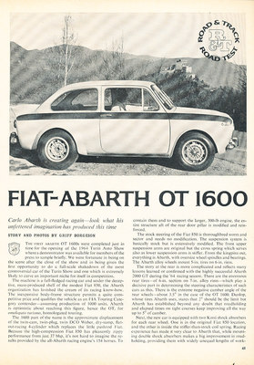 1965 Fiat Abarth OT 1600 - Road Test - Classic Article D132 | eBay