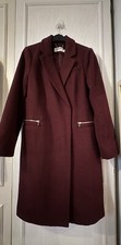 Warehouse Women Winter Jacket Red Maroon Burgundy Size 10 Part Wool Coat
