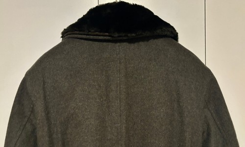 Aquascutum Olive Green Wool Cashmere Belted Coat, Quilted Lining, Fur Collar-M/L - Picture 6 of 17