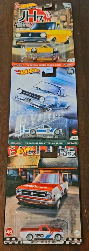 Camión Datsun Sunny B120 Hot Wheels 2022 Boulevard Japan Historics 3 '75 BRE (3x) Foto 3 de 4