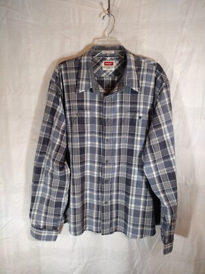 Wrangler Western Shirt Men's XXL Flex For Comfort Work Shirt Long Sleeve Plaid