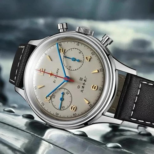 Men's 1963 Pilot Watch 42mm Waterproof Retro Quartz Chronograph Stainless Steel - Picture 15 of 26
