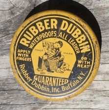 Vintage RUBBER DUBBIN Leather Shoe Boot Waterproof Polish Advertising Tin