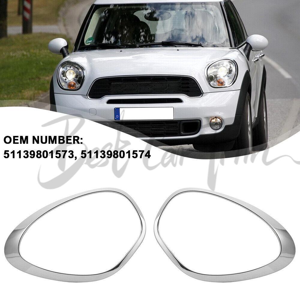 Pair Headlight Lamp Bezel Trim For 11-16 Mini Cooper Countryman