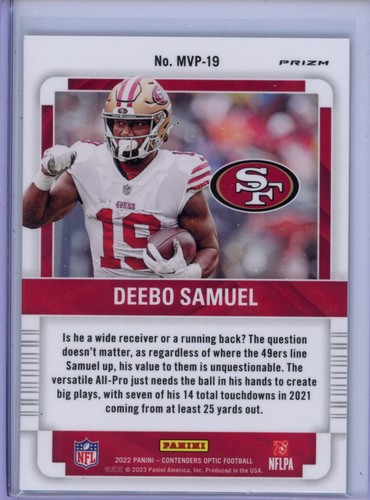 2022 Panini Contenders Optic #MVP-19 Deebo Samuel MVP Contenders Holo - Picture 2 of 2