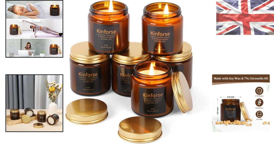 Citronella Essential Oil Candles - Smokeless, 20 Hour Burn for Patio & Garden - Image 2 of 4