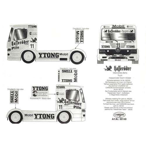 Dekorbogen 1:10 Mercedes Benz Atego Race Truck Hasseröder Aufkleber Carson 69140 - Bild 3 von 3