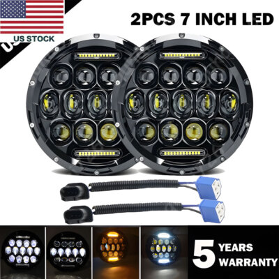 For Suzuki Samurai SJ410 7 inch LED Round Headlights Pair DRL Hi/Lo Beam x2