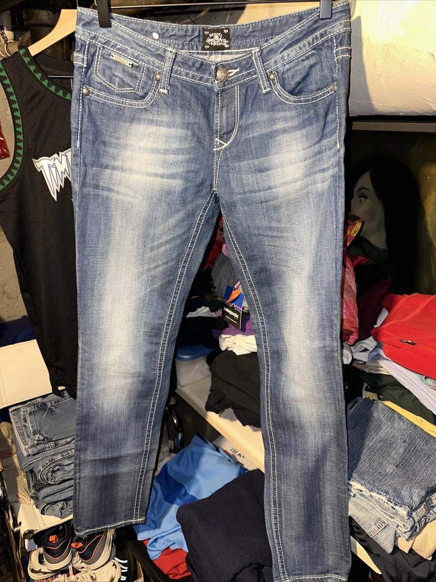Rerock For Express Skinny Jeans Womens Size 8R Distressed Blue Denim