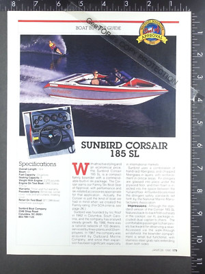 1990 2 page FEATURE on Sunbird Corsair 18 185 SL ski speed power boat
