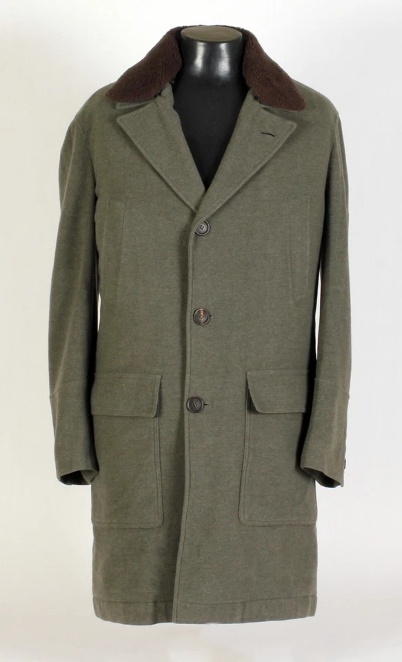 BRUNELLO CUCINELLI Wool / Cashmere / Shearling Coat - Green - M / L $7995 Retail - Image 4 of 4