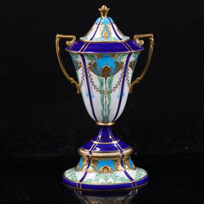 Minton Vase Kunsthandwerk John Wadsworth Deckel Neoklassizistisches Jugendstil Design 