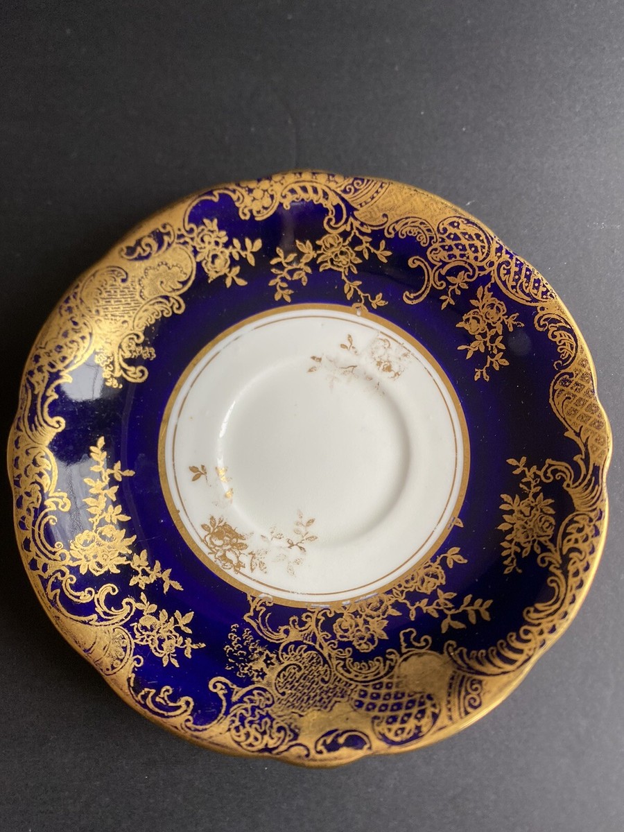 Antique 1890s Aynsley England Cobalt Blue & White Bone China