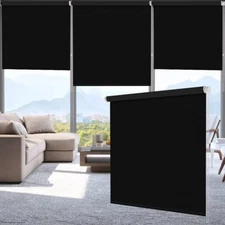 LUCKUP 100% Blackout Roller Shade Black 43"W x 79"L