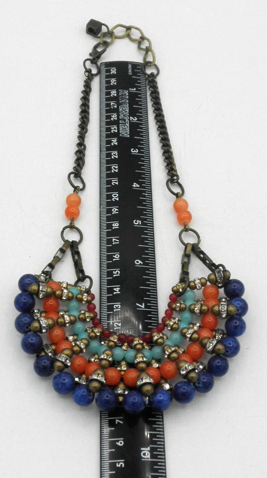 Colar de contas PAM HIRAN Anthropologie 19" estilo boho tribal tom bronze - Imagem 3 de 4