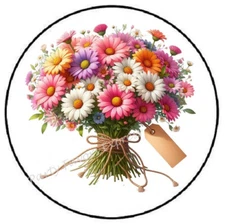 DAISY FLOWER BOUQUET ENVELOPE SEALS LABELS STICKERS PARTY FAVORS