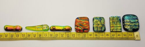 Dichroic Fused Glass Cabochons bundle for crafts, jewellery gold, blue, orange - Picture 1 of 6