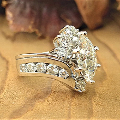 Elegant Women 925 Silver Plated Wedding Ring Cubic Zircon Jewelry Gift Sz 6-10 - Picture 6 of 35