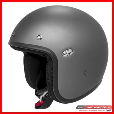 Casco Moto Jet Fibra Premier Vintage Classic U17 BM Antracite 3 Bottoni	