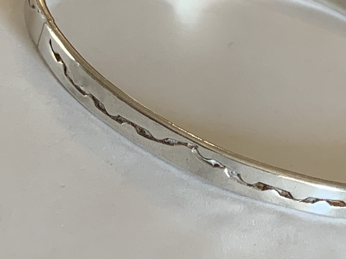 TAHE Native American Navajo Sterling Silver Bangle Bracelet