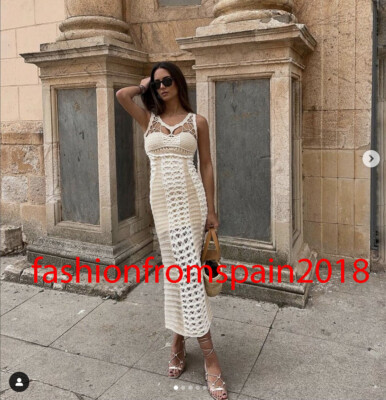 crochet knit strappy dress ZARA NEW WOMAN LONG LIMITED EDIT. ECRU S,M,L 1957/005 YGroup_jules_sweater_dress