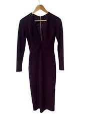 ASOS Women’s Size 0 Long Sleeve Deep V Neck Plum Dress Form Fitting 