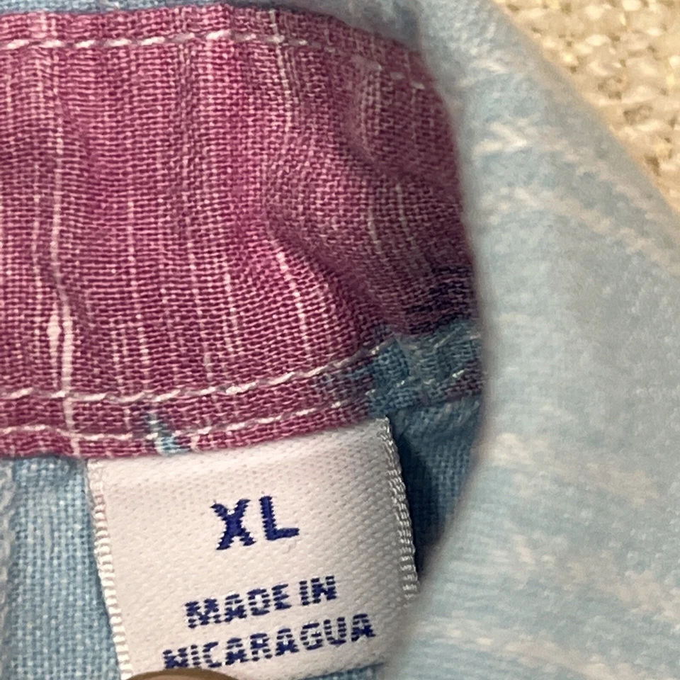 Camisa de lino con botones Caribe para hombre XL azul brezo hawaiano océano ola relajada Foto 4 de 4