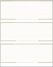 50 Blank Check Stock Paper - 3 On Page Business Computer Check - Gold Pinstripe