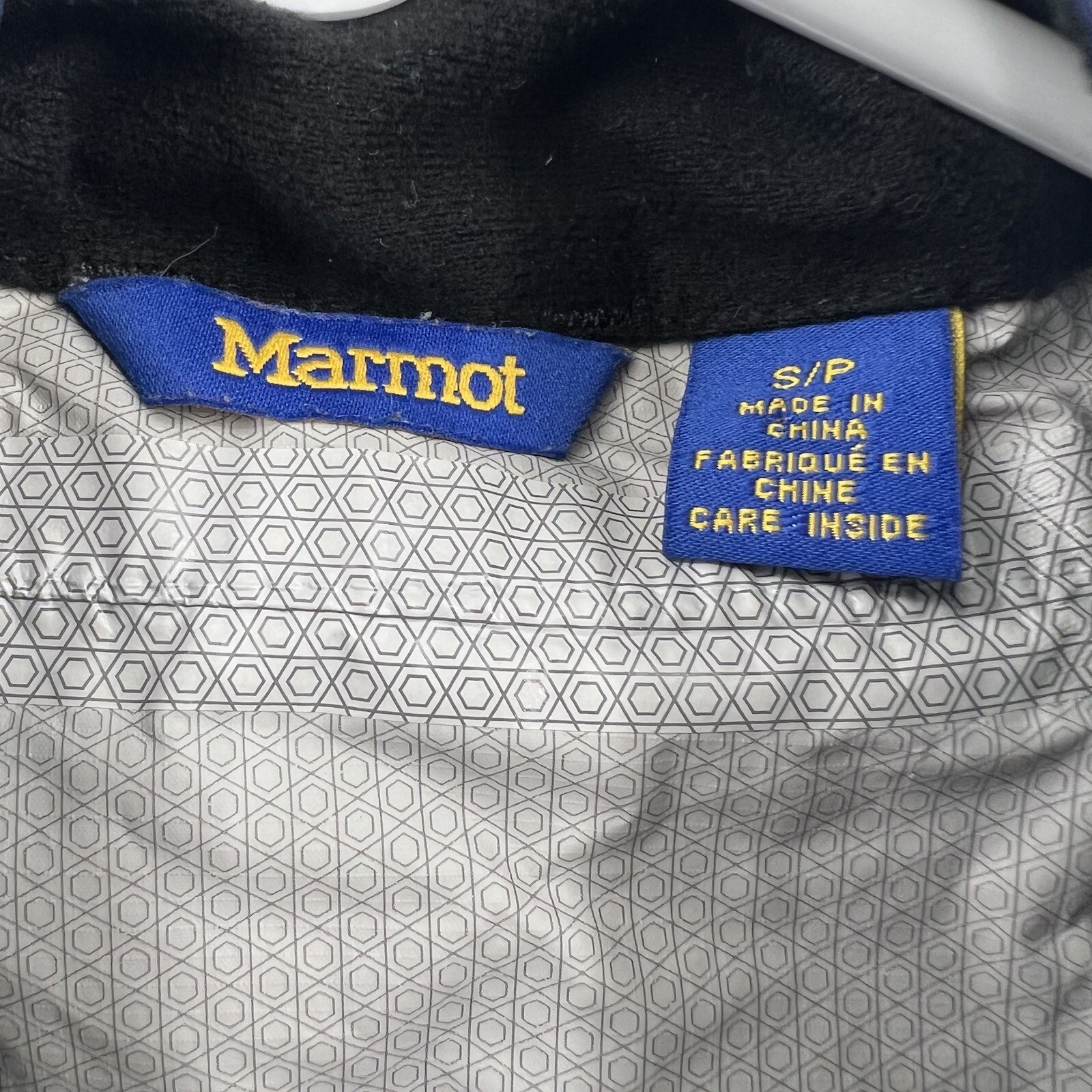 Marmot Youth Boys Rain Coat Small Blue Windbreaker Zip Pockets Hooded