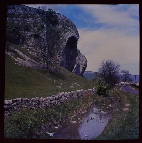 VINTAGE Magic Lantern Slide KILNSEY CRAG DATED 1959 PHOTO YORKSHIRE ENGLAND