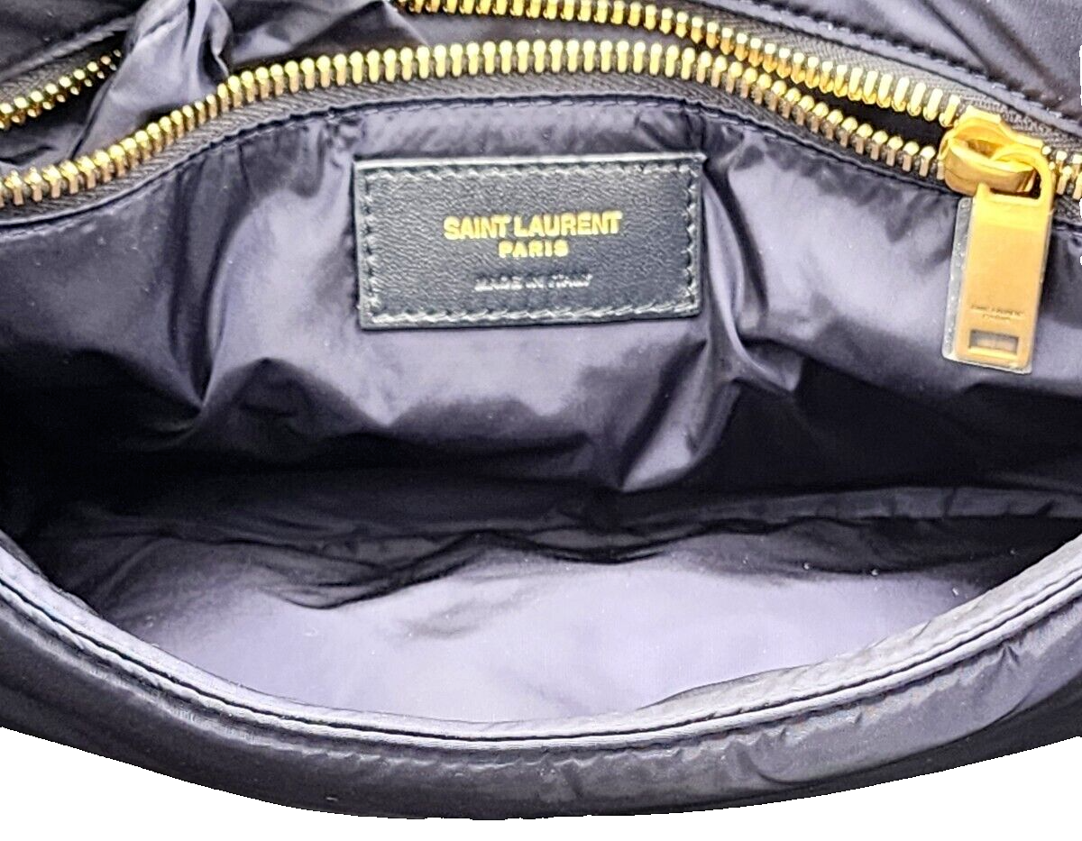 Borsa Saint Laurent Le 5À7 Mini Nylon Nero e Rosso Bordo Pelle YSL Serie #733294