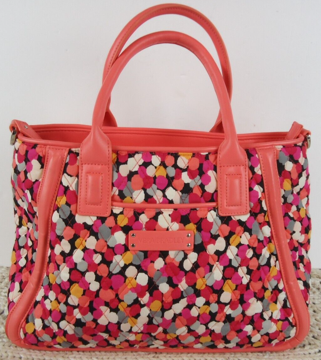 Vera Bradley Pixie Confetti Coral Pink Trimmed Trapeze Crossbody Bag