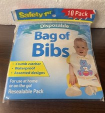 Vintage Safety 1st Disposable Bibs 10 Pack Crumb Catcher Sealed Bag 1997