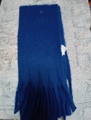 XXL Schal Flausch BLAU  Fransen Plaid Kuschelschal
